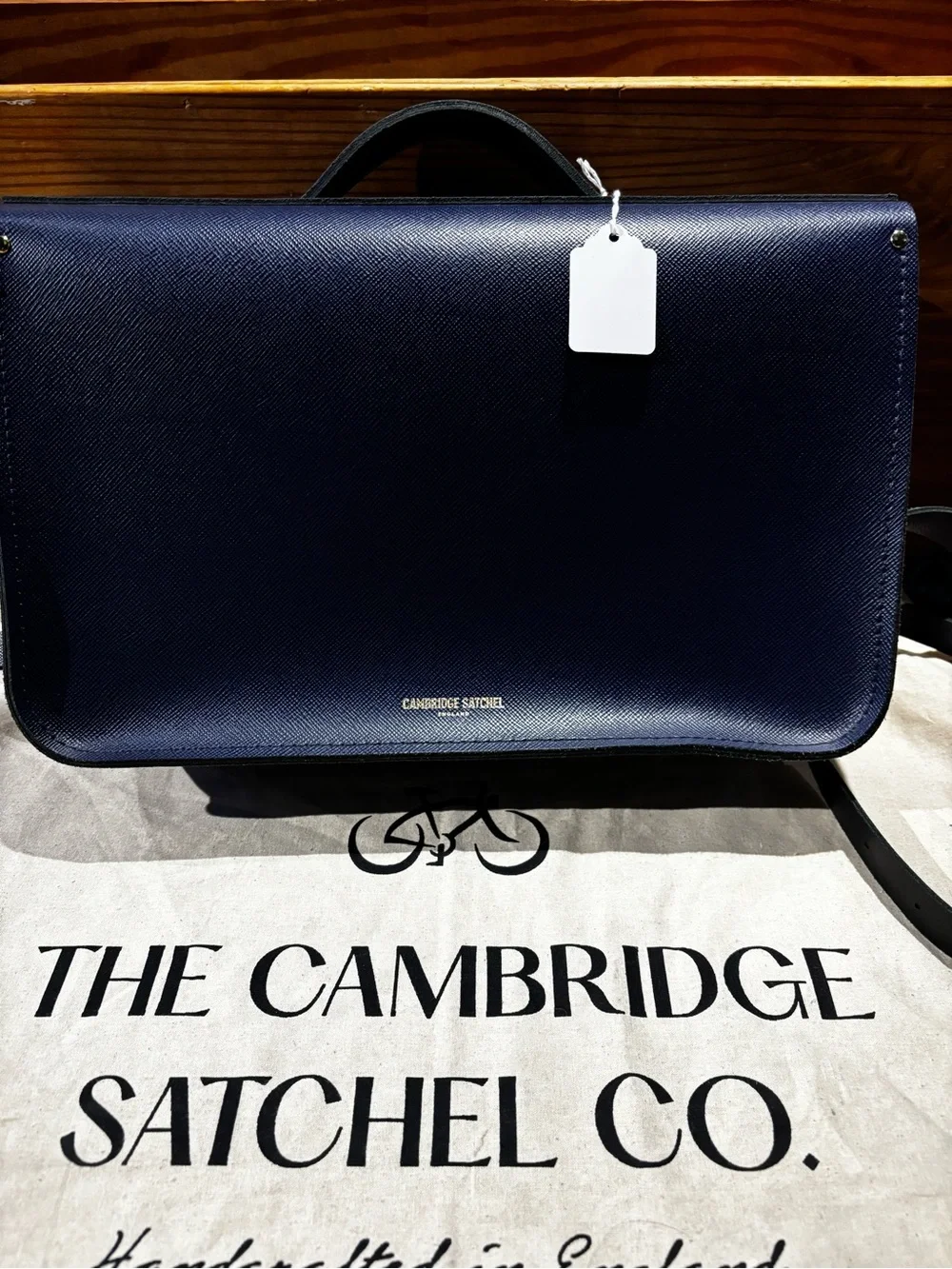 The Cambridge Satchel Company Navy Leather Messenger Satchel
